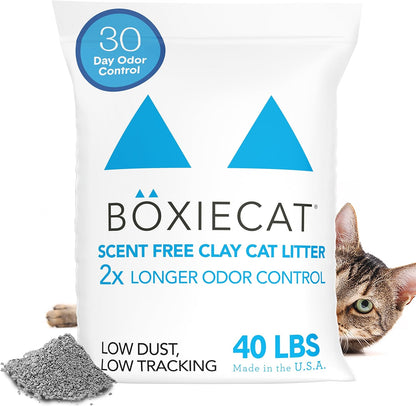 Boxie® Unscented 30 Day Odour Control Clumping Clay Cat & Kitty Litter 40 lb, 99.9% Dust-Free, Hard