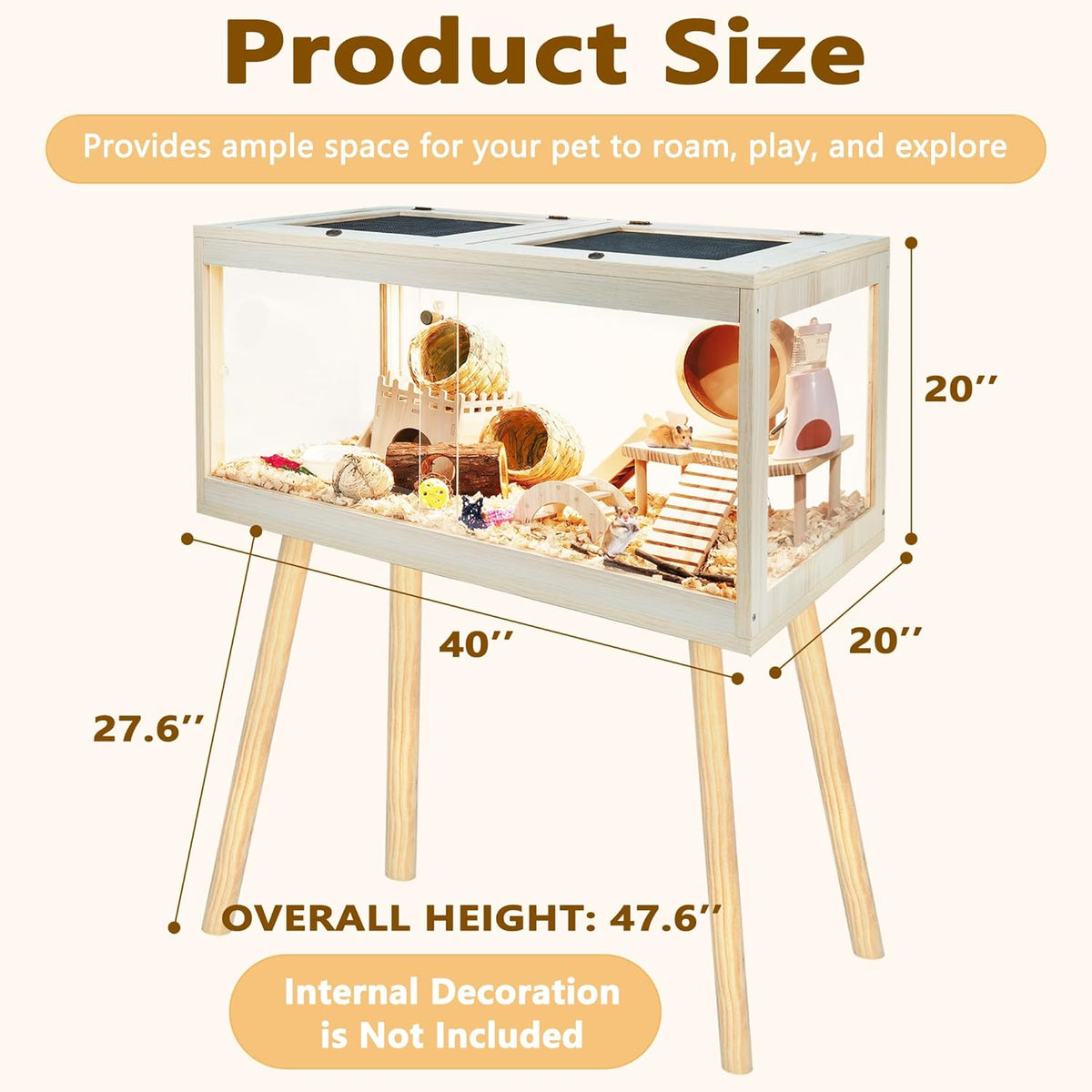 Prolee Hamster Cage Chewproof, Mice and Rat Habitat with Transparent Sides, Hamster House with
