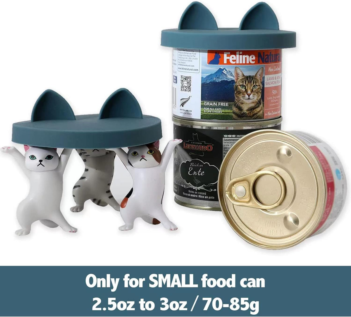 OHMO 3 Pack Small Cat Food Can Lids, Silicone Pet Food Can Lids Covers for 3 oz 2.5 oz Cat Food