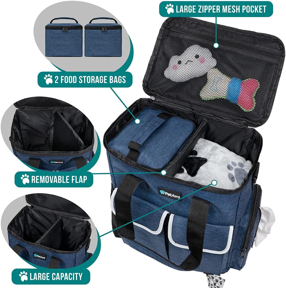 PetAmi Dog Travel Bag Pet Supplies Accessories Organizer for Traveling, Camping, Weekend; Cat Pet