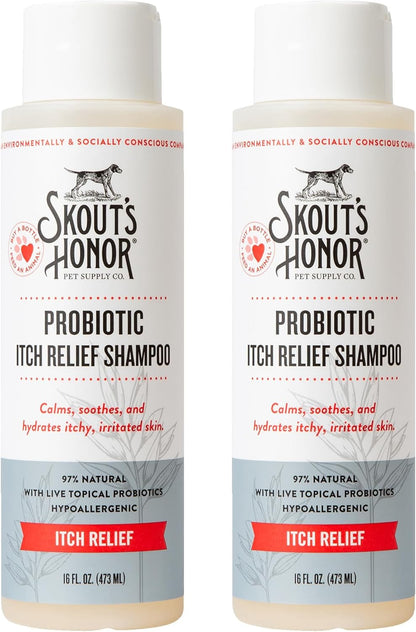 Skout's Honor Probiotic Itch Relief Shampoo for Pets - Non-Medicated, Fragrance-Free, Paraben &