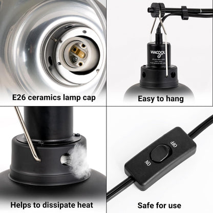 Reptile Light Fixture 2 Pack, 5.5 in Deep Dome Reptile Heat Lamp Fixture, Optical Reflection