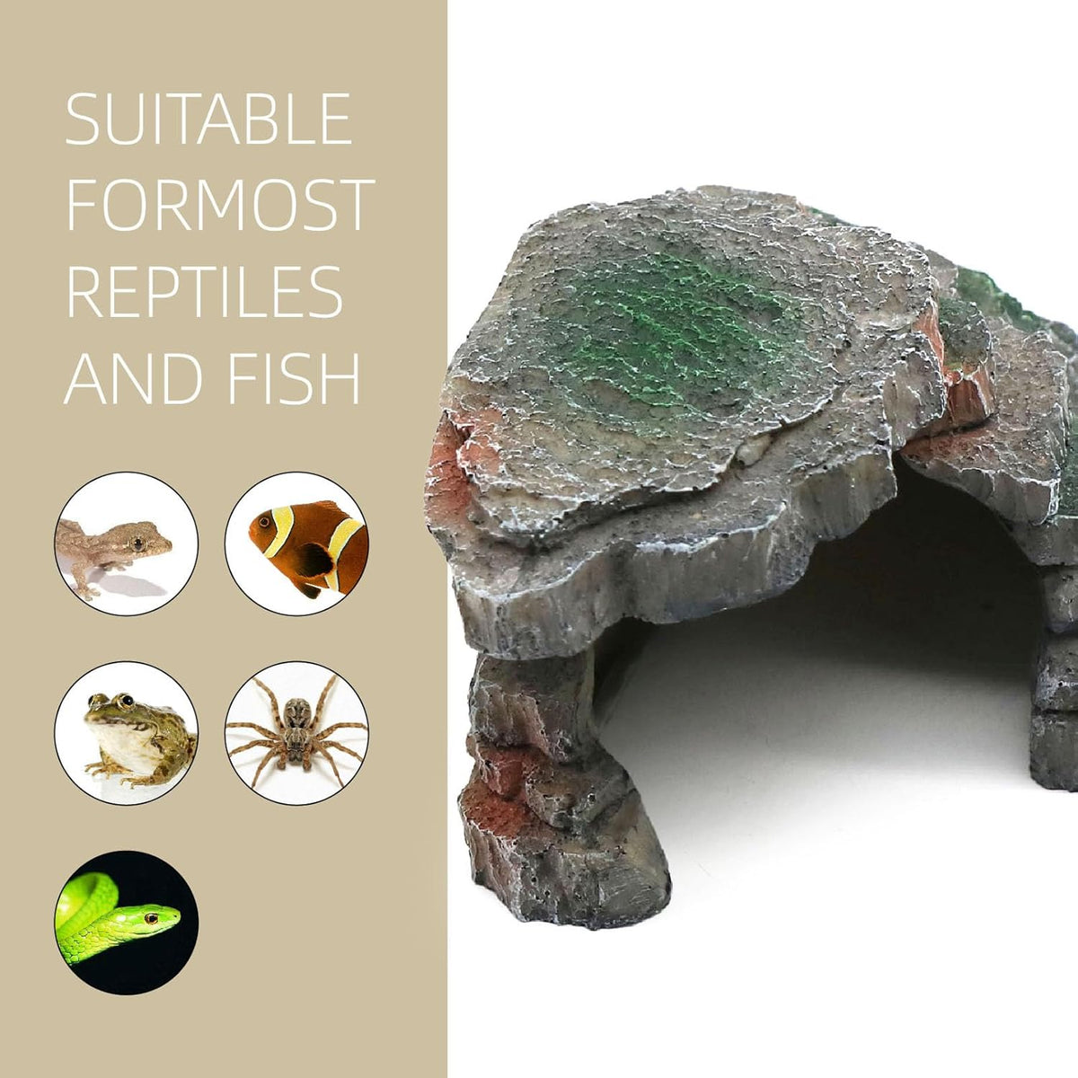 Gecko Hide Shale Scape Step Ledge, Reptile Cave Hideout Tank Accessories Decorations, Great for