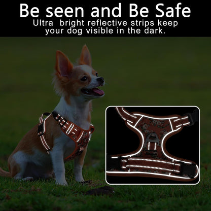 Timos Dog Harness, No Pull Dogs Harness 3 Snap Buckles Adjustable Reflective No Choke Pet Vest for