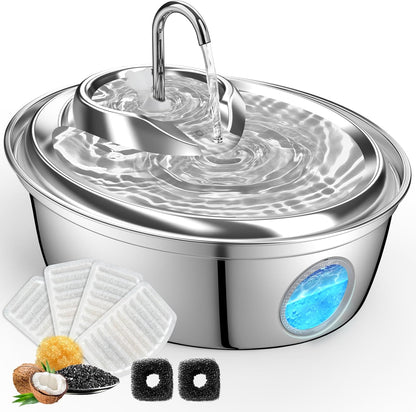 ORSDA Cat Water Fountain Stainless Steel, Cat Fountains for Drinking, 67oz/2L Automatic Pet