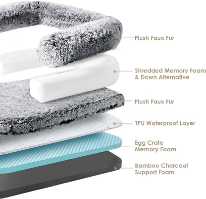 EHEYCIGA Foldable XXL Dog Bed, Faux Fur Fluffy Pet Couch Bed for Extra Large Dogs, Orthopedic