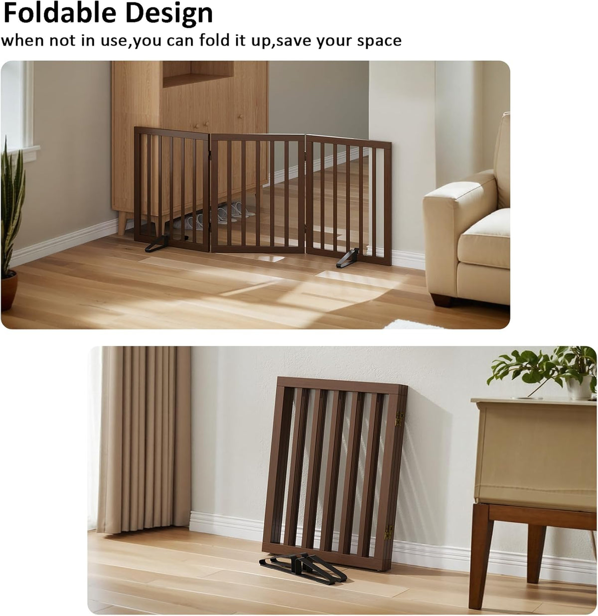 Dog Gate for Stairs,Foldable Dog Gate for Indoor Doorways House,Freestanding Pet Gates for