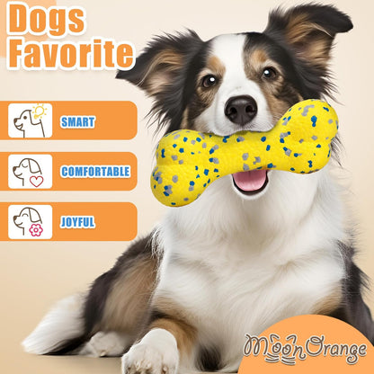 2Pcs Upgrade Bone Dog Balls+Rugby Dogs Toys for Aggressive Chewers, Indestructible Tennis Balls for