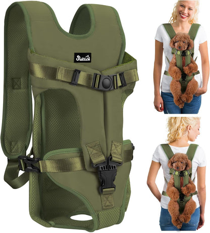 Lukovee Dog Backpack Carrier, Legs Out Easy-fit Dog Front Carrier for Small Medium Dogs, Adjustable