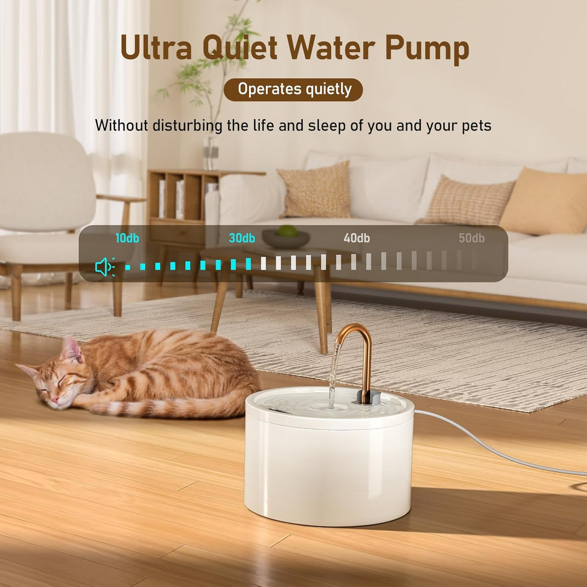DOOOB Ceramic Cat Water Fountain, 2.1L/71oz Ceramic Cat Fountain, Automatic Ceramic Water Fountain