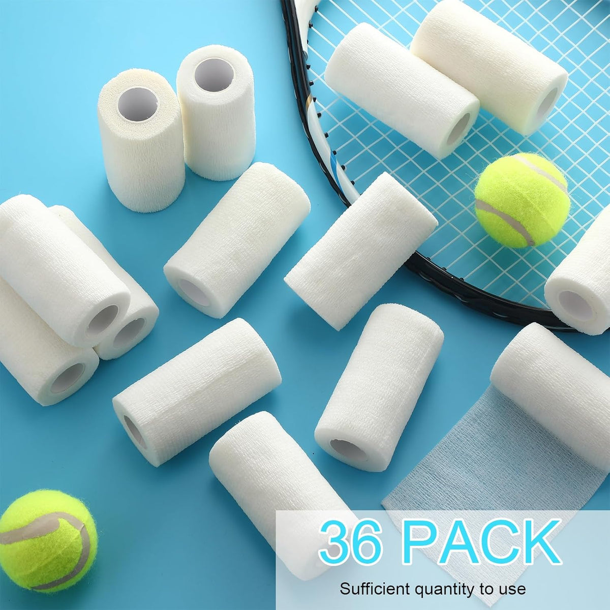 Treela 36 Pcs Self Adherent Bandage 4" X 5 Yard Wrap Breathable Cohesive Bandage Elastic Adhesive