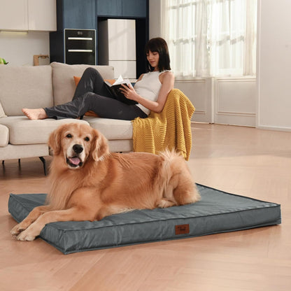 Outdoor Large Dog Bed, Waterproof Dog Bed for Large Dogs, Egg Crate Foam Pet Bed with Removable