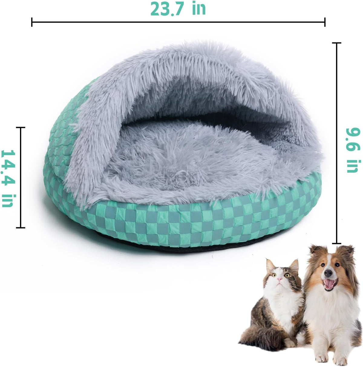 Cat Bed Hooded Plush Nest with Self-Warming Cozy Cave, Calming Anti-Anxiety Pet Bed for Indoor Cats