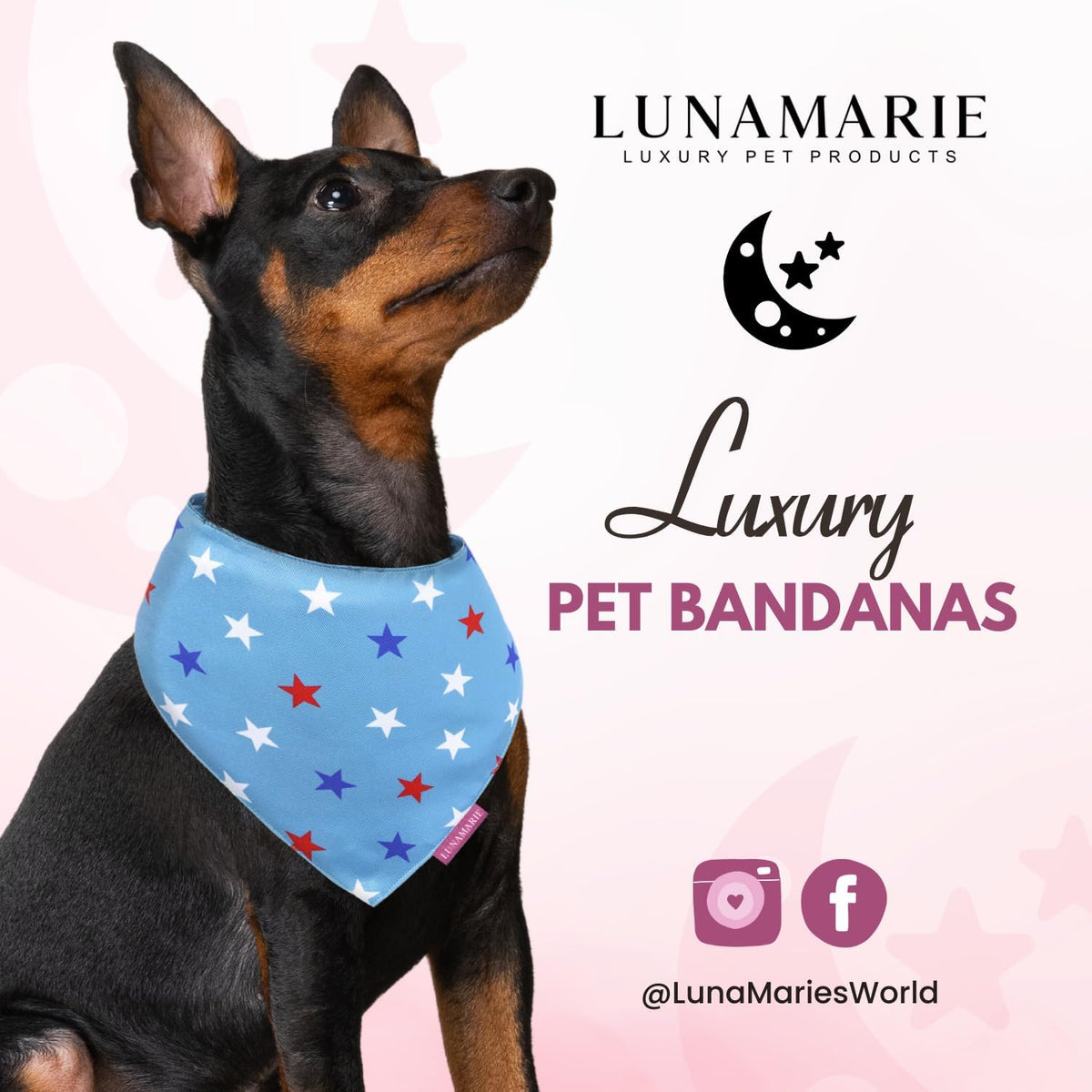 LunaMarie - Luxury Pet Birthday Bandanas -Premium & Silky Poly Fabric | 100% Handmade | Custom