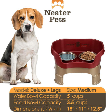 Neater Feeder Deluxe Mess Proof Dog Bowls Elevated Medium Sized Dogs (19-40 lbs) Made in USA, No