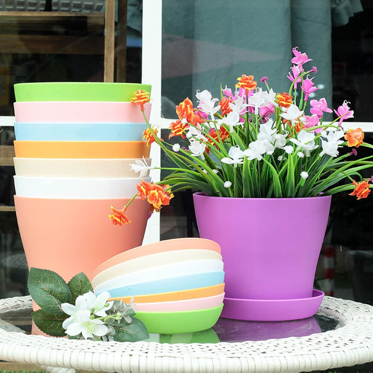 50 Pack 4 Inch Plant Pots Bulk Small Plastic Planters Pots with Drainage Holes Flower Pot for