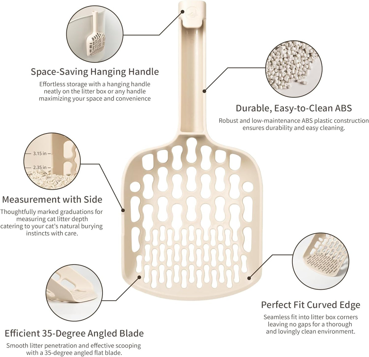 Lady N - Infinity Cat Litter Scoop: Easy Sifting with 8-Shaped Hole Design for Tofu Cat Litter and