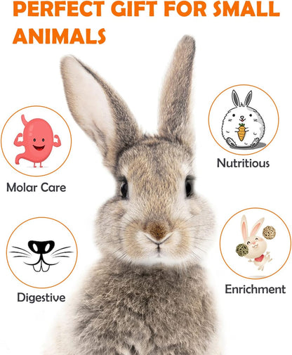 Sofier 12Pcs Timothy Hay Treats - Natural Chews for Teeth - Handmade Rabbit, Chinchilla, Gerbil