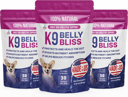 K9 Belly Bliss, All-Natural Gut Health for Dogs, Vet Approved Prebiotic for Dogs for Daily