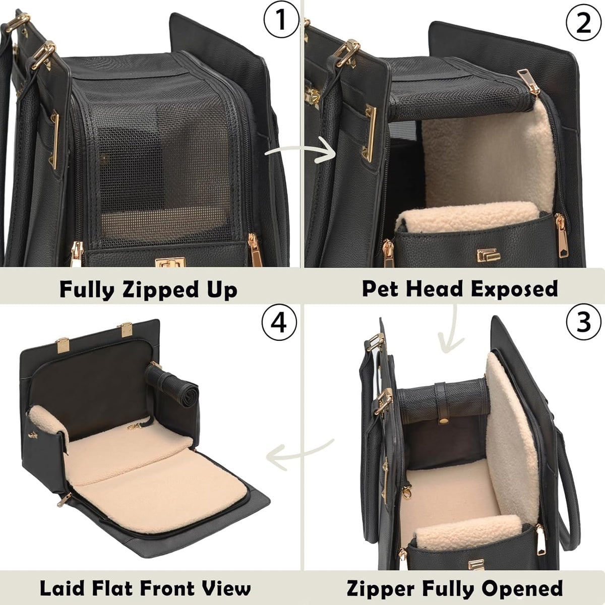 2-in-1 Stylish Dog Purse Carrier Soft-Sided Carriers Travel Tote Bag for Small Dogs Cats, Fashion