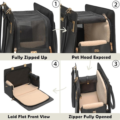 2-in-1 Stylish Dog Purse Carrier Soft-Sided Carriers Travel Tote Bag for Small Dogs Cats, Fashion