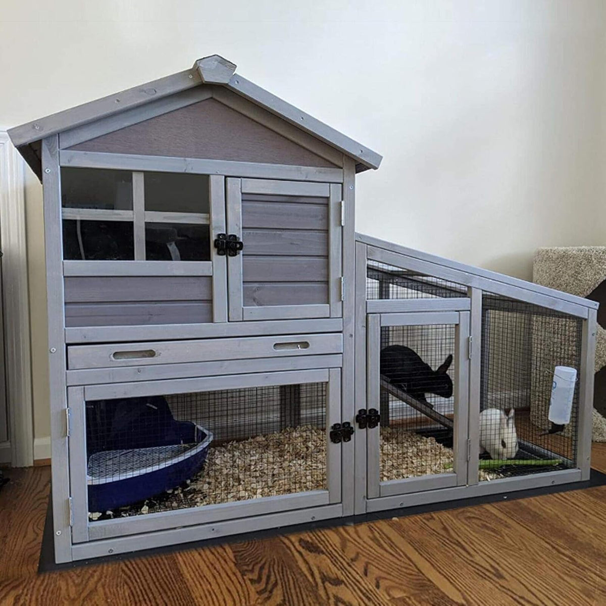 Aivituvin Rabbit Hutch Outdoor Chickecn Coop Indoor Bunny Cage with Pull Out Tray,Upgrade