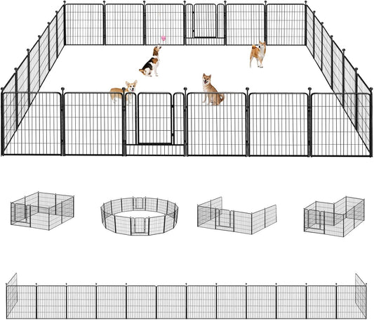 Dog Playpen 32 inch 24 Panels Indoor Outdoor Dog Pen for Medium/Small Dogs Heavy Duty Metal Dog
