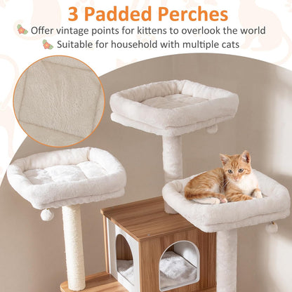 PETSITE 68 Inch Modern Tall Cat Tree for Indoor Cats, Multi-Level Wooden Cat Tree Tower with Sisal
