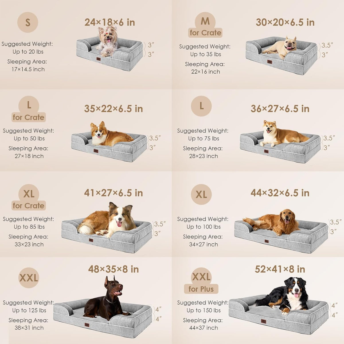 EHEYCIGA Orthopedic Dog Bed for Small Dogs, Waterproof Memory Foam Small Pet Beds with Sides