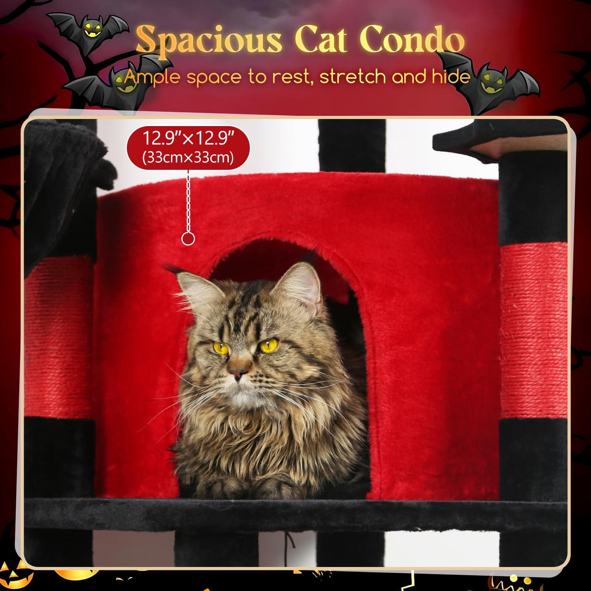 Globlazer Gothic Corner Cat Tree Tower with Scratching Post for Indoor Cats, 51inch Goth Cat Condo