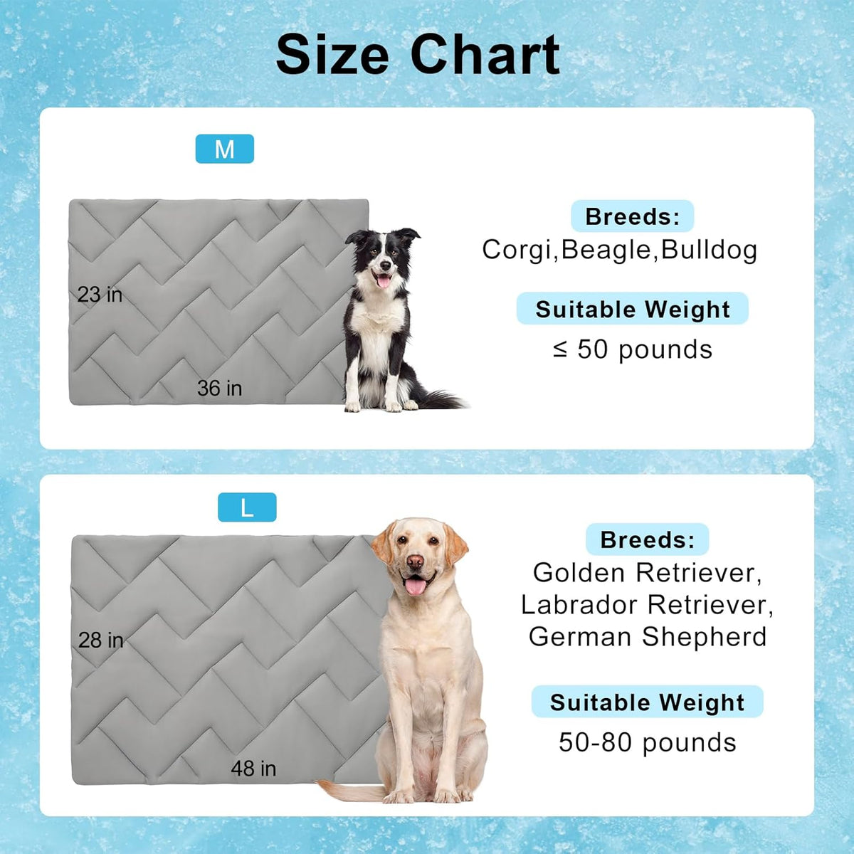 BEAUTYZOO Dog Cooling Mat for Medium Dogs, 36"x23" Cooling Dog Bed Washable, Foldable Cat Ice Cool