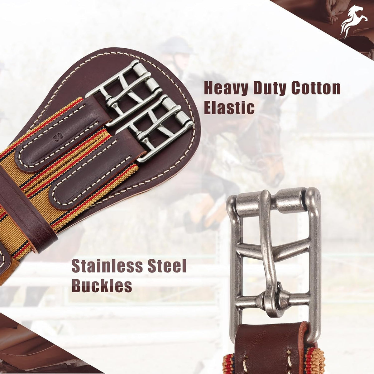 Jeereal English Dressage Girths,Breathable Horse Girth for English Saddle,Premium Equestrean