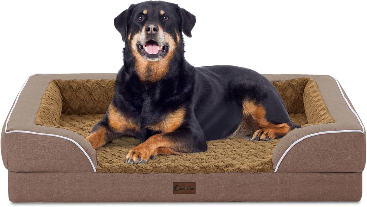 Orthopedic Waterproof Dog Bed for Extra Large Dogs, Memory Foam XL Dog Bed with Sides, Egg-Crate