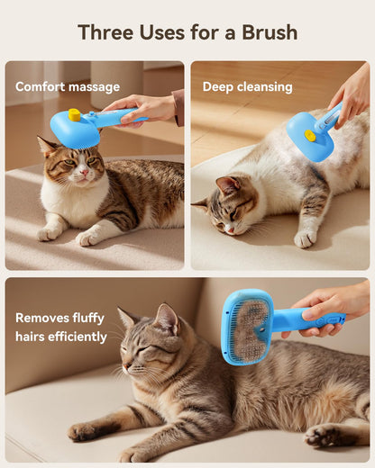 ROJECO 3-in-1 Pet Steam Brush for Cats&Dogs - Detangling Comb with Adjustable Mist, Handheld