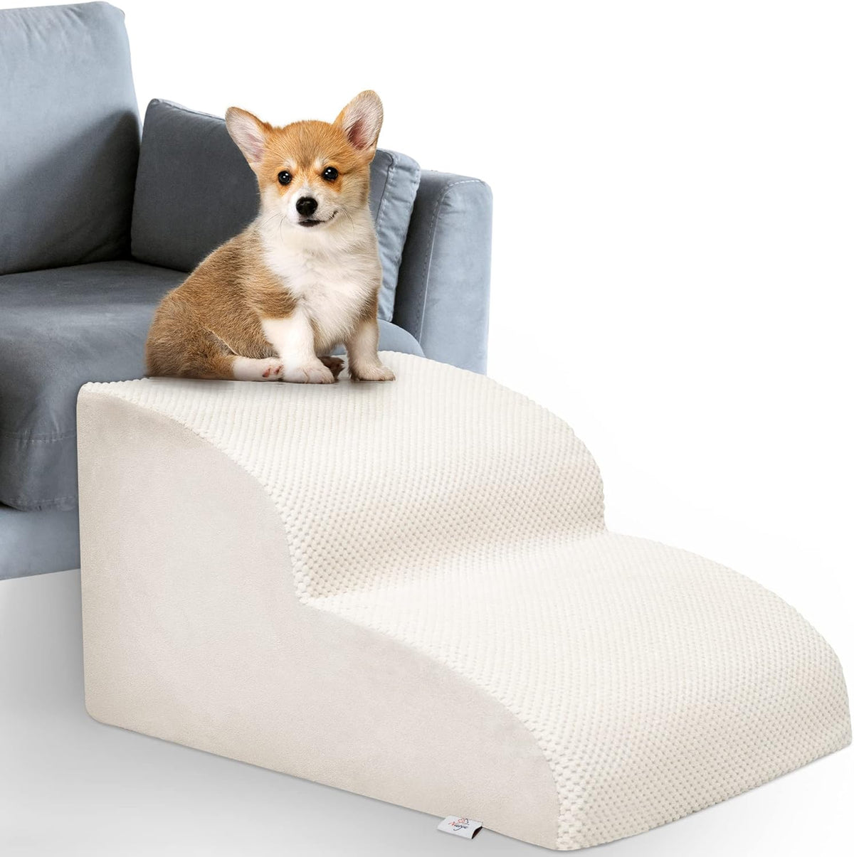 Dog Stairs for Small Dogs - High Density Foam Pet Steps, Extra Wide Dog Ramp with Non-Slip Bottom