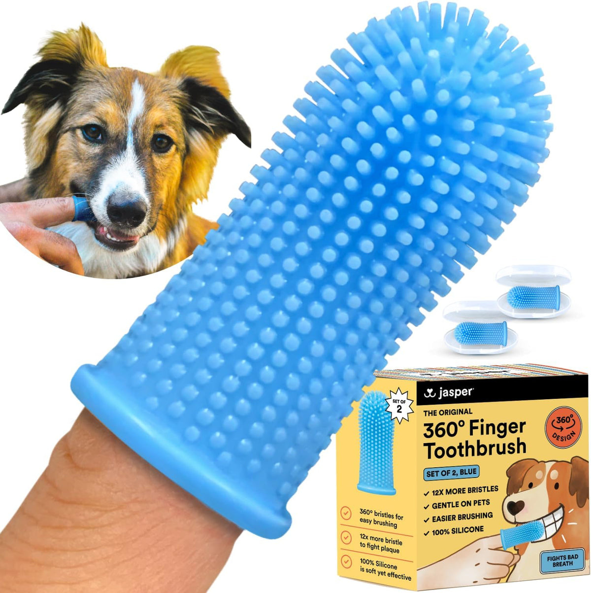 Jasper Dog Toothbrush, 360 Dog Tooth Brushing Kit, Finger Toothbrush, Cat Tooth Brush, Teeth