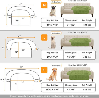 GGIB Calming Dog Bed Fluffy Plush Dog Mat for Furniture Protector with Removable Washable Cover for