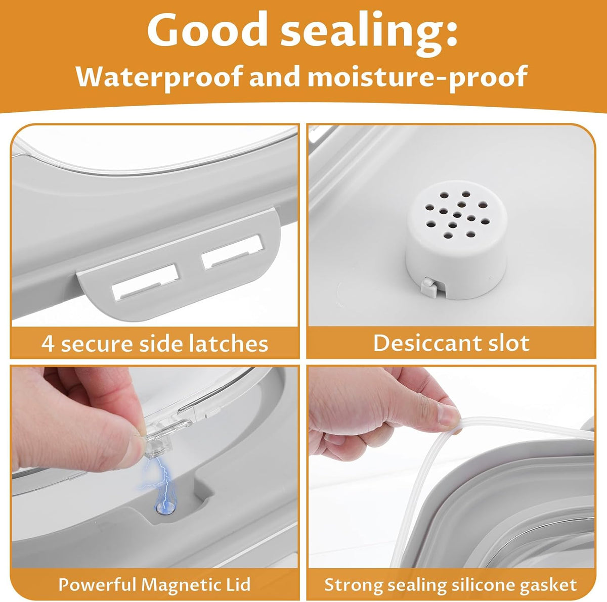 Collapsible Cat Litter Storage Bin Container with Airtight Lids, Portable Cat Litter Storage