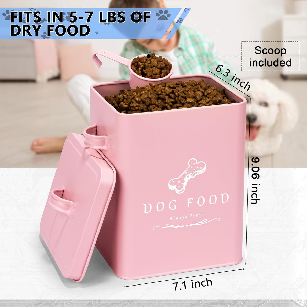 Meraki Home Small Dog Food Container and Dog Treats Container - Tight Lids - Feed Scoop and Pet