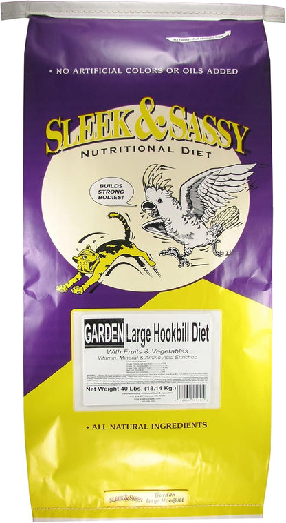 SLEEK & SASSY Garden Large Hookbill Parrot Food for Large Conures, Amazons, African Greys