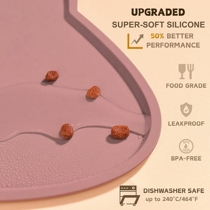 Cat Food Mat, Silicone Pet Feeding Mat for Floor Non-Slip Waterproof Dog Water Bowl Tray Cushion