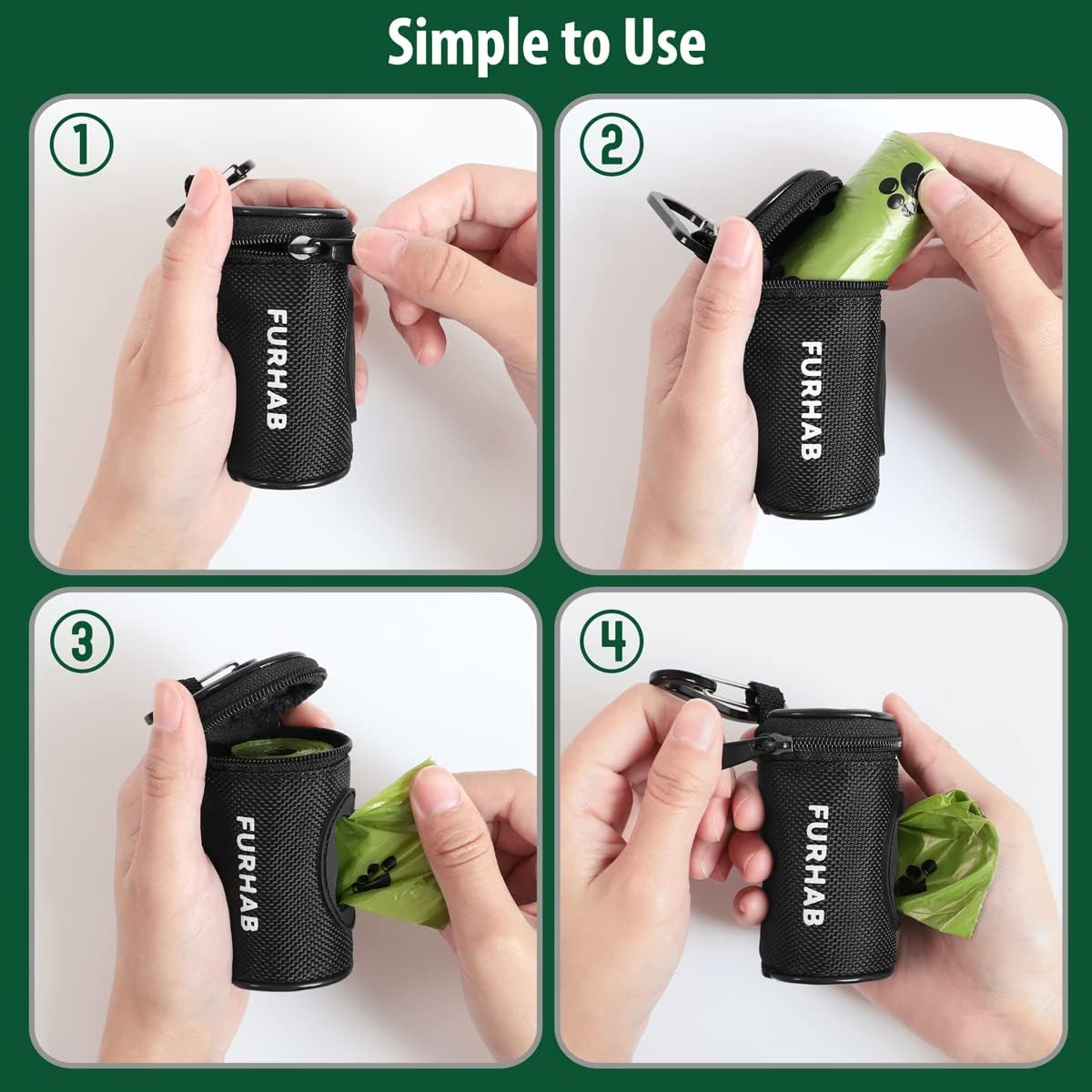 Dog Poop Bag Holder for Leash Doggie Waste Bag Dispenser Soft Fabric Puppy Potty Carrier Small