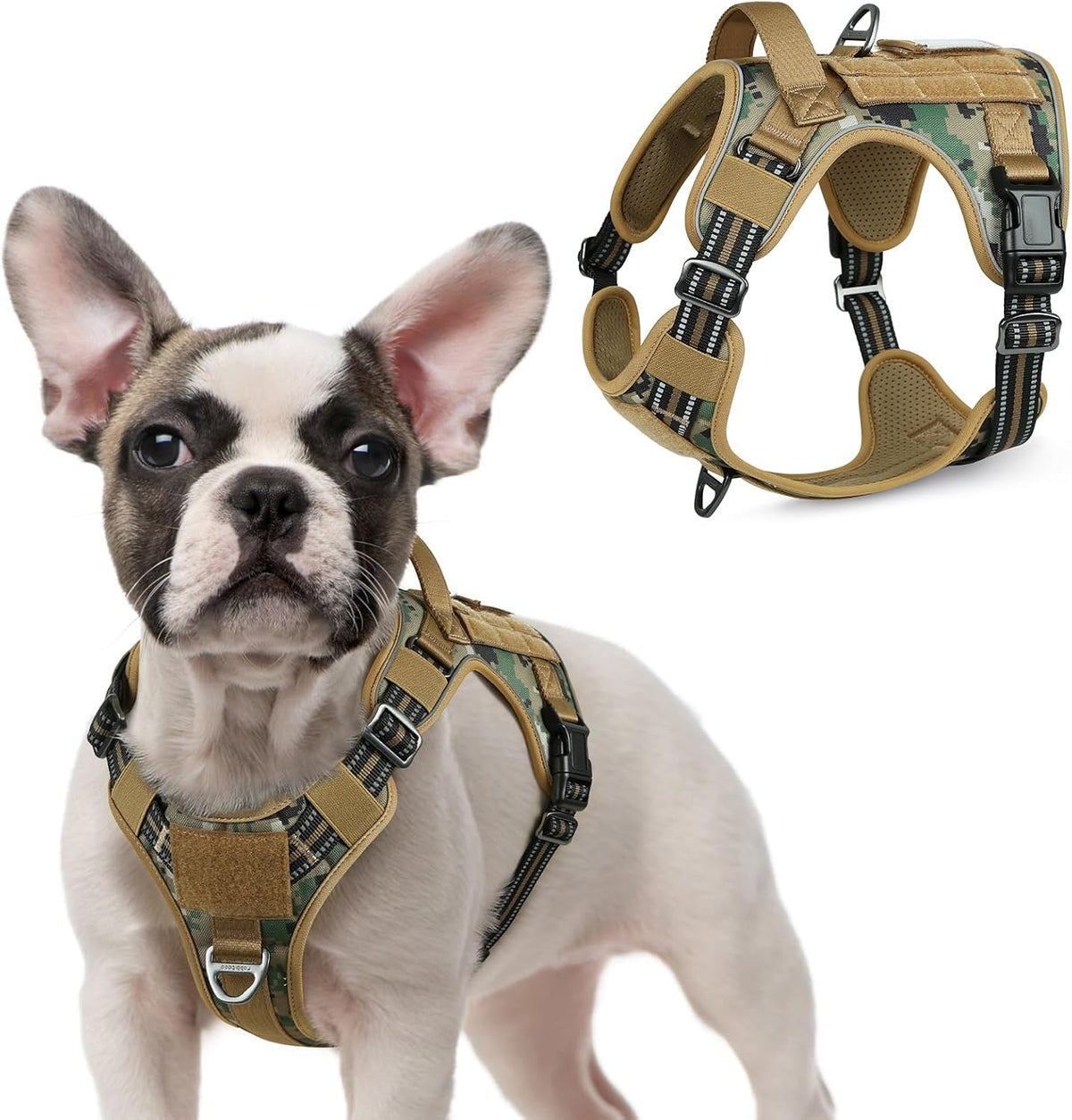 rabbitgoo Tactical Dog Harness for Small Dogs, No Pull Military Service Vest with Handle & Molle