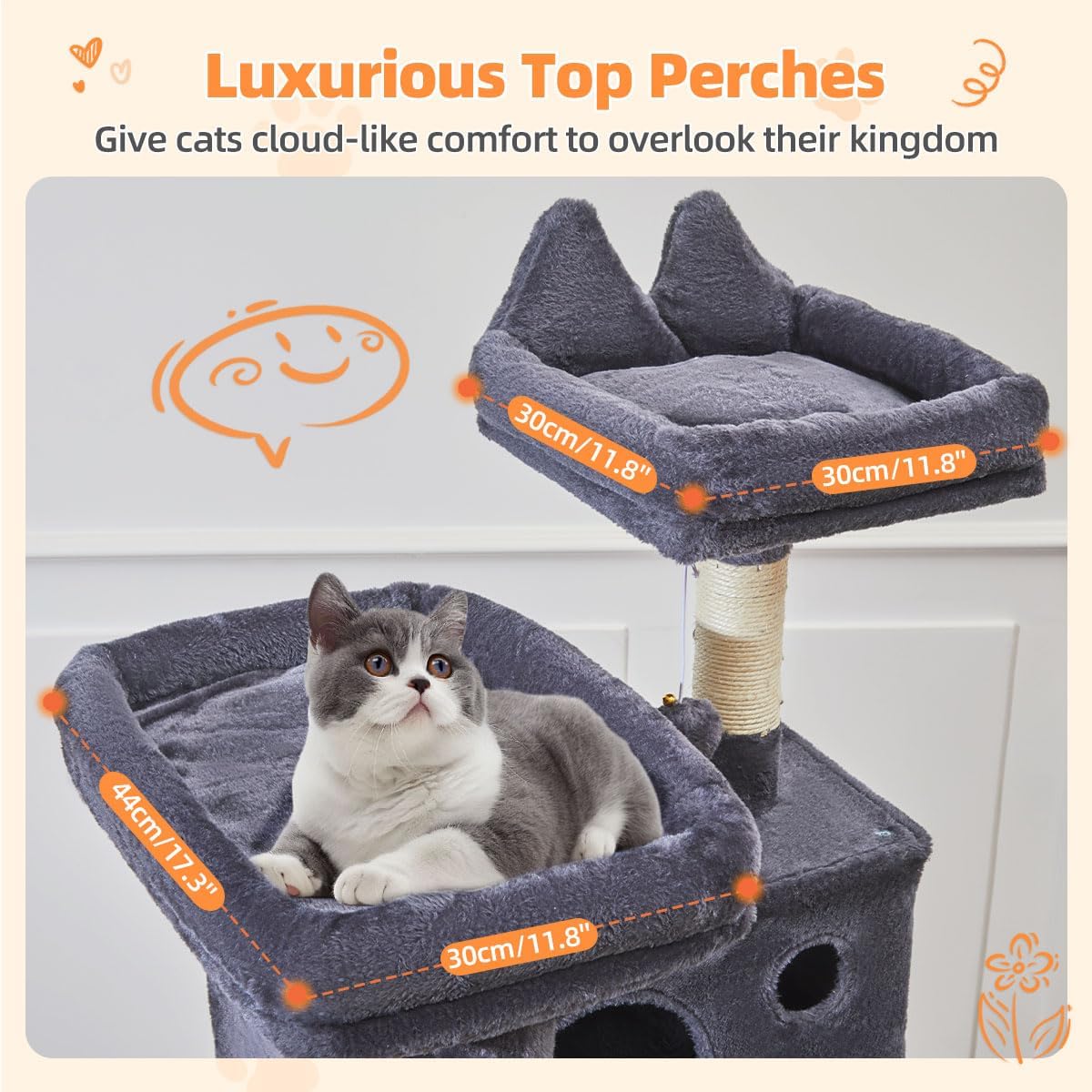 Taoqimiao Cat Tree 71-Inch, Cat Tower for Indoor Cats Large Adult, Multi-Level Large Cat Condo, 8