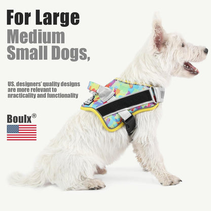Bolux Dog Harness, No-Pull Reflective Dog Vest, Breathable Adjustable Pet Harness with Handle for