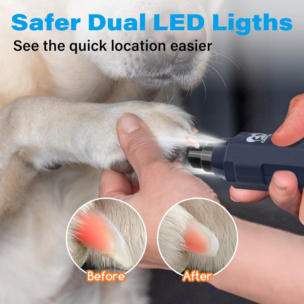 Casfuy 6-Speed Dog Nail Grinder - Newest Enhanced Pet Nail Grinder Super Quiet Rechargeable