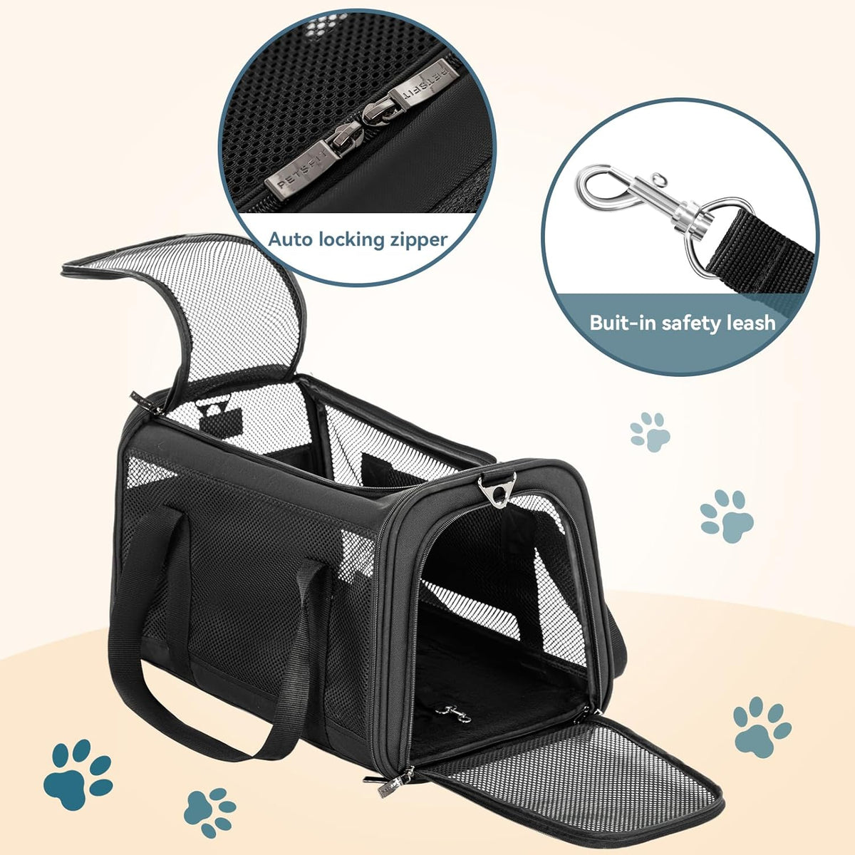 Petsfit Airline Approved Dog Carrier Cat Carrier, Soft-Sided Collapsible Pet Carrier for Travel, 3