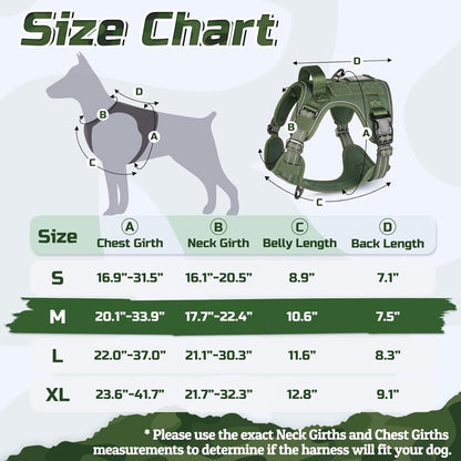 rabbitgoo Tactical Dog Harness Medium Sized Dog, No Pull Military Service Vest with Handle & Molle