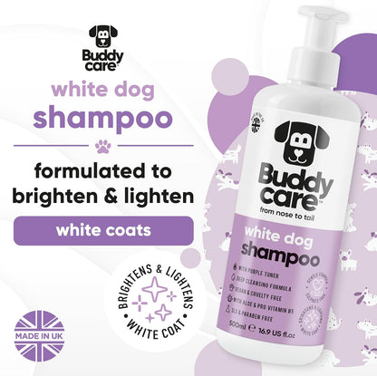 White Dog Shampoo by Buddycare (33.8oz) | Brightening and Whitening Shampoo for Dogs | Deep