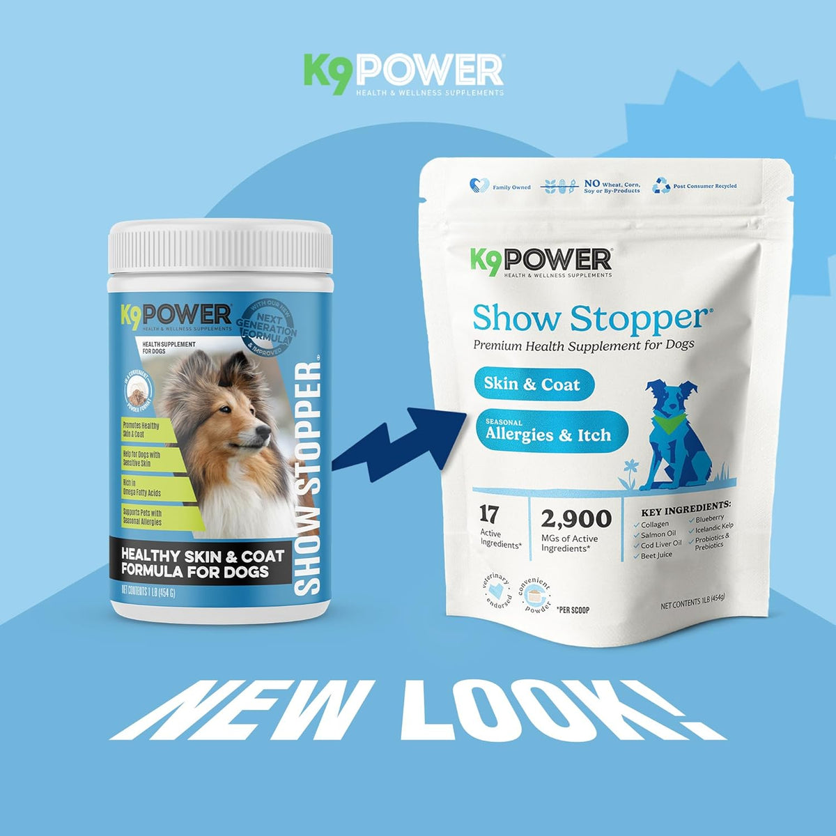 K9 Power Show Stopper for Dogs 1lb – Boosts Coat Shine & Promotes Healthy Skin Tone - Strengthens